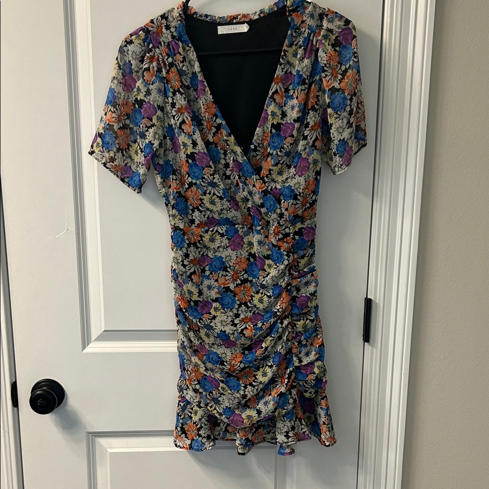 Lush Floral Wrap Dress - Multicolor